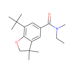 CCN(C)C(=O)c1cc(C(C)(C)C)c2c(c1)C(C)(C)CO2 ZINC000013781011