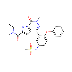 CCN(C)C(=O)c1cc2c(-c3cc(NS(C)(=O)=O)ccc3Oc3ccccc3)nn(C)c(=O)c2[nH]1 ZINC000146786619