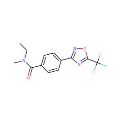 CCN(C)C(=O)c1ccc(-c2noc(C(F)(F)F)n2)cc1 ZINC000097212385