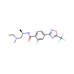 CCN(C)C[C@@H](C)NC(=O)c1ccc(-c2noc(C(F)(F)F)n2)cc1F ZINC000142935096