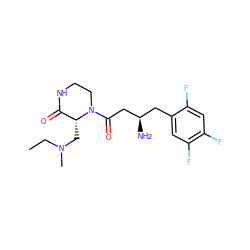 CCN(C)C[C@@H]1C(=O)NCCN1C(=O)C[C@H](N)Cc1cc(F)c(F)cc1F ZINC000071332578