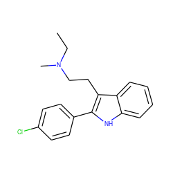 CCN(C)CCc1c(-c2ccc(Cl)cc2)[nH]c2ccccc12 ZINC000026642342