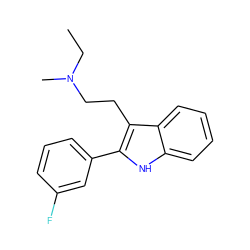 CCN(C)CCc1c(-c2cccc(F)c2)[nH]c2ccccc12 ZINC000026646210