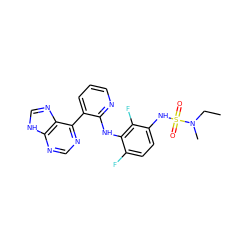 CCN(C)S(=O)(=O)Nc1ccc(F)c(Nc2ncccc2-c2ncnc3[nH]cnc23)c1F ZINC000653850783