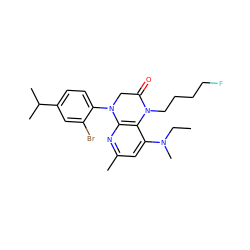 CCN(C)c1cc(C)nc2c1N(CCCCF)C(=O)CN2c1ccc(C(C)C)cc1Br ZINC000473145527