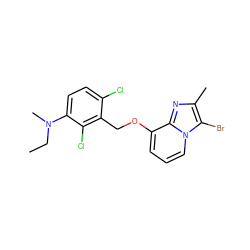 CCN(C)c1ccc(Cl)c(COc2cccn3c(Br)c(C)nc23)c1Cl ZINC000013778272