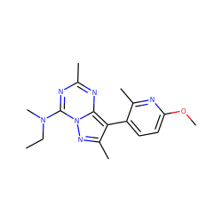 CCN(C)c1nc(C)nc2c(-c3ccc(OC)nc3C)c(C)nn12 ZINC000040836663