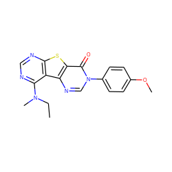 CCN(C)c1ncnc2sc3c(=O)n(-c4ccc(OC)cc4)cnc3c12 ZINC000095562146