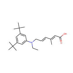 CCN(C/C=C/C(C)=C/C(=O)O)c1cc(C(C)(C)C)cc(C(C)(C)C)c1 ZINC000036241992