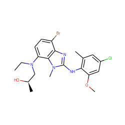 CCN(C[C@@H](C)O)c1ccc(Br)c2nc(Nc3c(C)cc(Cl)cc3OC)n(C)c12 ZINC001772645702