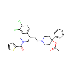 CCN(C[C@@H](CCN1CCC(OC(C)=O)(c2ccccc2)CC1)c1ccc(Cl)c(Cl)c1)C(=O)c1cccs1 ZINC000028090721