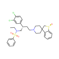 CCN(C[C@@H](CCN1CCC2(CC1)C[S@@+]([O-])c1ccccc12)c1ccc(Cl)c(Cl)c1)S(=O)(=O)c1ccccc1 ZINC000026579365