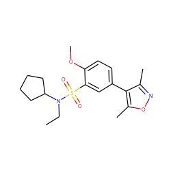 CCN(C1CCCC1)S(=O)(=O)c1cc(-c2c(C)noc2C)ccc1OC ZINC000095576863