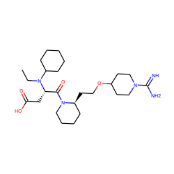 CCN(C1CCCCC1)[C@@H](CC(=O)O)C(=O)N1CCCC[C@@H]1CCOC1CCN(C(=N)N)CC1 ZINC000013473953