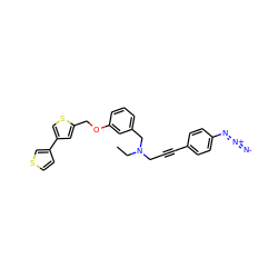 CCN(CC#Cc1ccc(N=[N+]=[N-])cc1)Cc1cccc(OCc2cc(-c3ccsc3)cs2)c1 ZINC000036350261