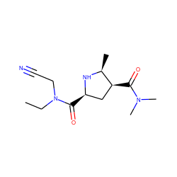 CCN(CC#N)C(=O)[C@@H]1C[C@H](C(=O)N(C)C)[C@H](C)N1 ZINC000029061897