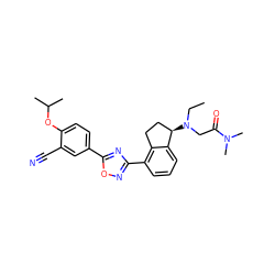 CCN(CC(=O)N(C)C)[C@@H]1CCc2c(-c3noc(-c4ccc(OC(C)C)c(C#N)c4)n3)cccc21 ZINC000202703044