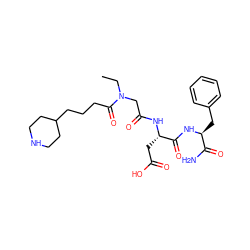 CCN(CC(=O)N[C@@H](CC(=O)O)C(=O)N[C@@H](Cc1ccccc1)C(N)=O)C(=O)CCCC1CCNCC1 ZINC000027100424