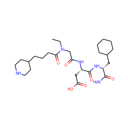 CCN(CC(=O)N[C@@H](CC(=O)O)C(=O)N[C@H](CC1CCCCC1)C(N)=O)C(=O)CCCC1CCNCC1 ZINC000026503459