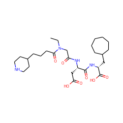 CCN(CC(=O)N[C@@H](CC(=O)O)C(=O)N[C@H](CC1CCCCCC1)C(=O)O)C(=O)CCCC1CCNCC1 ZINC000026506042