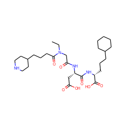 CCN(CC(=O)N[C@@H](CC(=O)O)C(=O)N[C@H](CCCC1CCCCC1)C(=O)O)C(=O)CCCC1CCNCC1 ZINC000026502359