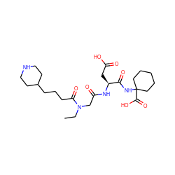 CCN(CC(=O)N[C@@H](CC(=O)O)C(=O)NC1(C(=O)O)CCCCC1)C(=O)CCCC1CCNCC1 ZINC000013780057