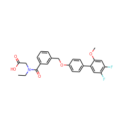 CCN(CC(=O)O)C(=O)c1cccc(COc2ccc(-c3cc(F)c(F)cc3OC)cc2)c1 ZINC000169327118