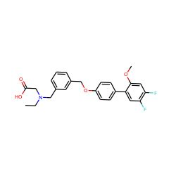 CCN(CC(=O)O)Cc1cccc(COc2ccc(-c3cc(F)c(F)cc3OC)cc2)c1 ZINC000117827222