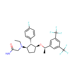 CCN(CC(N)=O)[C@@H]1CC[C@H](O[C@H](C)c2cc(C(F)(F)F)cc(C(F)(F)F)c2)[C@H]1c1ccc(F)cc1 ZINC000036324408