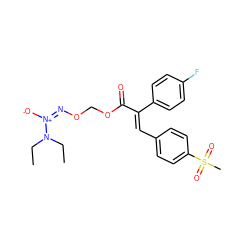 CCN(CC)/[N+]([O-])=N\OCOC(=O)/C(=C/c1ccc(S(C)(=O)=O)cc1)c1ccc(F)cc1 ZINC000028872670