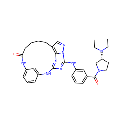 CCN(CC)[C@@H]1CCN(C(=O)c2cccc(Nc3nc4nc5c(cnn35)CCCCC(=O)Nc3cccc(c3)N4)c2)C1 ZINC000029129258