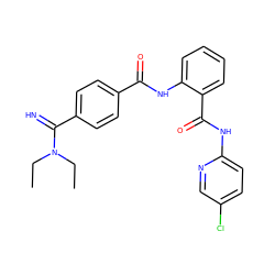 CCN(CC)C(=N)c1ccc(C(=O)Nc2ccccc2C(=O)Nc2ccc(Cl)cn2)cc1 ZINC000040975678