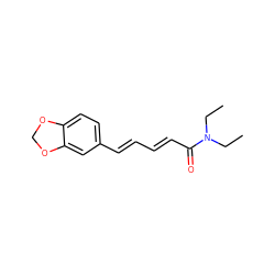 CCN(CC)C(=O)/C=C/C=C/c1ccc2c(c1)OCO2 ZINC000033957154