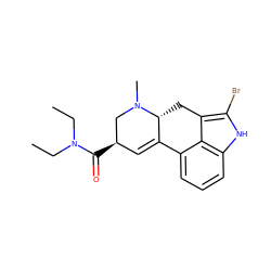 CCN(CC)C(=O)[C@@H]1C=C2c3cccc4[nH]c(Br)c(c34)C[C@H]2N(C)C1 ZINC000013531276