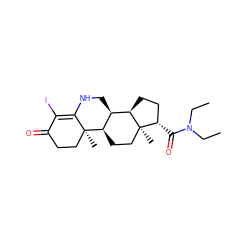 CCN(CC)C(=O)[C@H]1CC[C@@H]2[C@@H]3CNC4=C(I)C(=O)CC[C@]4(C)[C@@H]3CC[C@]12C ZINC000026404701