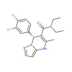 CCN(CC)C(=O)C1=C(C)Nc2ccnn2[C@@H]1c1ccc(Cl)c(Cl)c1 ZINC000040933126