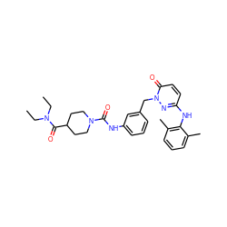 CCN(CC)C(=O)C1CCN(C(=O)Nc2cccc(Cn3nc(Nc4c(C)cccc4C)ccc3=O)c2)CC1 ZINC000096909765