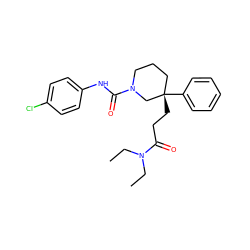 CCN(CC)C(=O)CC[C@]1(c2ccccc2)CCCN(C(=O)Nc2ccc(Cl)cc2)C1 ZINC000049112708