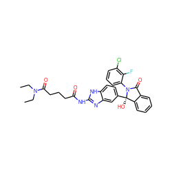 CCN(CC)C(=O)CCCC(=O)Nc1nc2cc([C@]3(O)c4ccccc4C(=O)N3c3cccc(Cl)c3F)ccc2[nH]1 ZINC000116255002