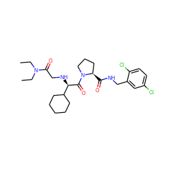 CCN(CC)C(=O)CN[C@@H](C(=O)N1CCC[C@H]1C(=O)NCc1cc(Cl)ccc1Cl)C1CCCCC1 ZINC000003831805