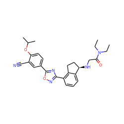 CCN(CC)C(=O)CN[C@@H]1CCc2c(-c3noc(-c4ccc(OC(C)C)c(C#N)c4)n3)cccc21 ZINC000202704537