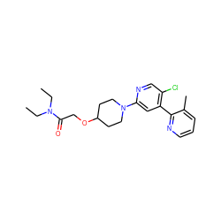 CCN(CC)C(=O)COC1CCN(c2cc(-c3ncccc3C)c(Cl)cn2)CC1 ZINC000146863920