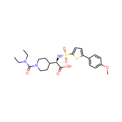 CCN(CC)C(=O)N1CCC([C@@H](NS(=O)(=O)c2ccc(-c3ccc(OC)cc3)s2)C(=O)O)CC1 ZINC000040956871