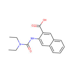 CCN(CC)C(=O)Nc1cc2ccccc2cc1C(=O)O ZINC000040524285