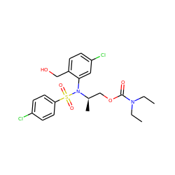 CCN(CC)C(=O)OC[C@@H](C)N(c1cc(Cl)ccc1CO)S(=O)(=O)c1ccc(Cl)cc1 ZINC000028976082