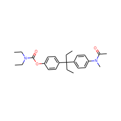 CCN(CC)C(=O)Oc1ccc(C(CC)(CC)c2ccc(N(C)C(C)=O)cc2)cc1 ZINC000028950147