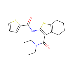 CCN(CC)C(=O)c1c(NC(=O)c2cccs2)sc2c1CCCC2 ZINC000000953703