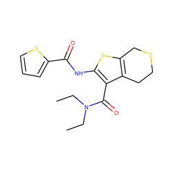 CCN(CC)C(=O)c1c(NC(=O)c2cccs2)sc2c1CCSC2 ZINC000028707908