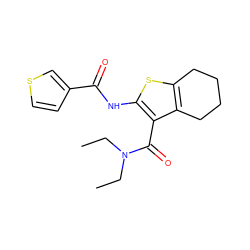 CCN(CC)C(=O)c1c(NC(=O)c2ccsc2)sc2c1CCCC2 ZINC000028707868