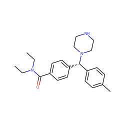 CCN(CC)C(=O)c1ccc([C@@H](c2ccc(C)cc2)N2CCNCC2)cc1 ZINC000022450862